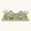 Art N Soul elephant storage box set with two green and silver decorative containers on a matching ornate tray.