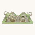 Art N Soul elephant storage box set with two green and silver decorative containers on a matching ornate tray.