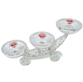 German Silver Crystal Bowl Flower Trolley — 3 Piece Set — Art N Soul