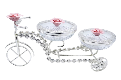 Crystal Bowl Bicycle Trolley — 3 Piece Set — Art N Soul
