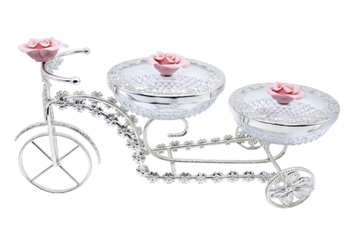 Crystal Bowl Bicycle Trolley — 3 Piece Set — Art N Soul