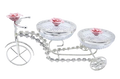 German silver bicycle trolley with three crystal serving bowls for dry fruits and sweets.