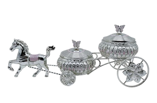 Crystal Bowl Horse Carriage Set — 2 Pieces — Art N Soul