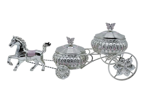 Crystal Bowl Horse Carriage Set — 2 Pieces — Art N Soul
