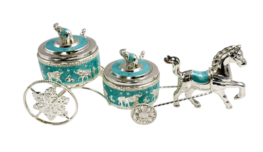 Round Horse Carriage Jar Set — 2 Pieces — Art N Soul