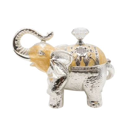 German silver elephant storage box with enamel detail, an auspicious Indian return gift.