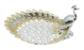 Peacock Serving Bowl — Silver with Gold Accents — Art N Soul