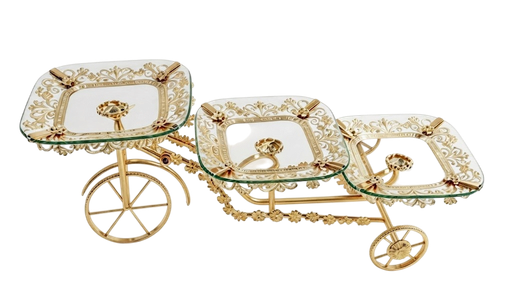 Square Glass Tray Trolley — 3 Piece Serving Set — Art N Soul