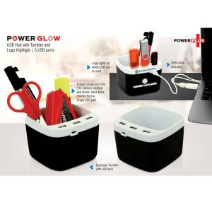 101-C105*Power Glow USB hub with tumbler and logo highlight 