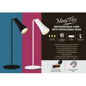 101-E358*MagiFlex Rechargeable Lamp with Detachable Head 3 color light Detachable head to use as torch Durable metal neck