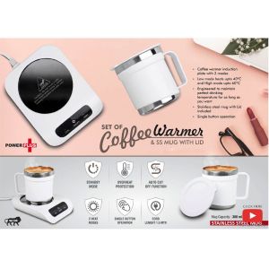 101-H290*Set of Coffee warmer & SS Mug with Lid Auto Cut off & Overheat Protection 2 heat modes