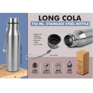 101-H306*Long Cola 750 Stainless steel bottle With Carry strap Capacity 750ml approx