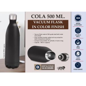 101-H309*Cola 500 ml Vacuum flask in Color Finish 304 steel inside & outside 18 hours hot cold