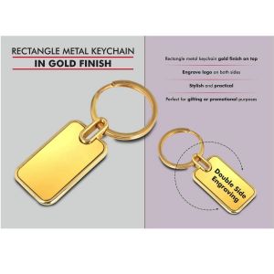 101-J116A*Rectangle metal keychain in Gold finish Double side laser