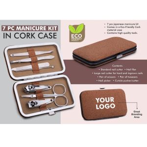 101-N21*7 pc manicure kit in Cork case