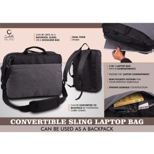 101-S39*Convertible Sling Laptop Bag Can be used as a backpack Dual tone finish Separate laptop space